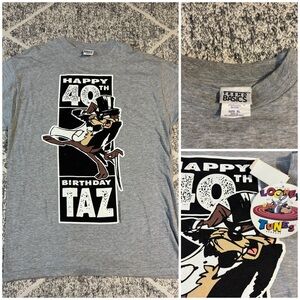 Vintage Looney Tunes Deadstock Happy 40th Birthday Tasmanian Devil Mens XL Tee